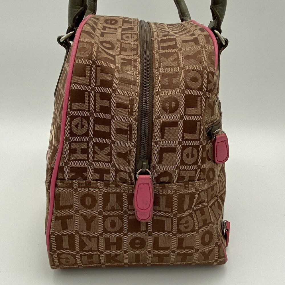 Hello Kitty Brown Satchel Carry On Bag Travel Tote Sanrio - Picture 8 of 16